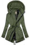 Khaki přechodná parka s černou podšívkou