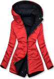 Modro/červená parka s kapucí