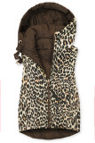 Oboustranná vesta s leopardím vzorem čokoládově hnědá